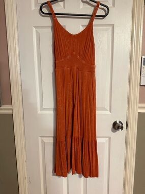 torrid Rust Orange Velvet Maxi Dress with Ruffled Hem